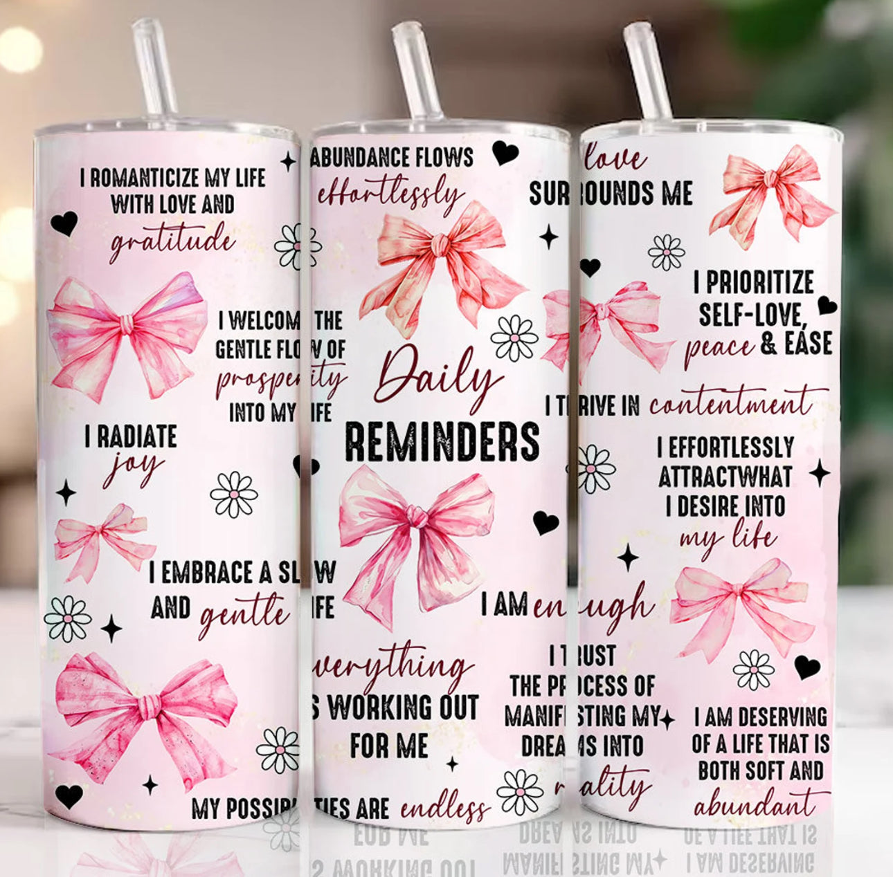 Girl Bow, Daily Quote Reminders 20oz Tumbler